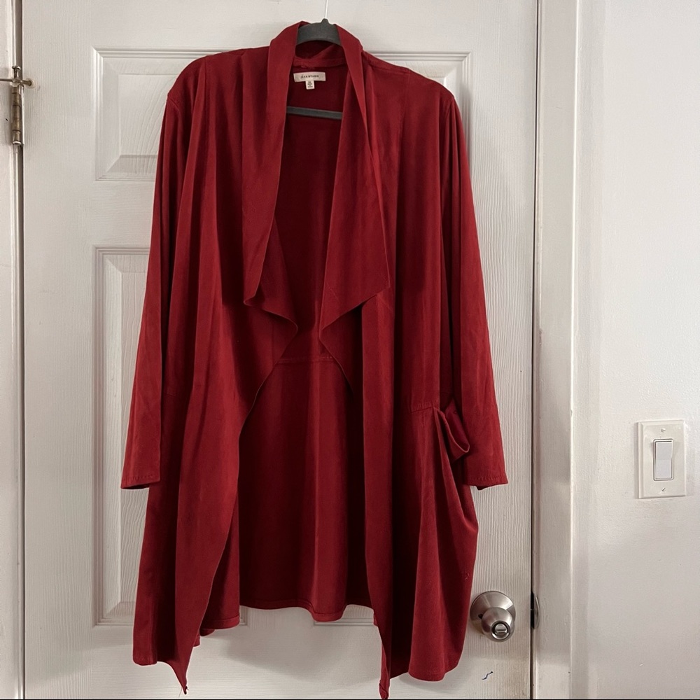 Max Studio Suede Waterfall Style Cardigan - Plus Size 3x